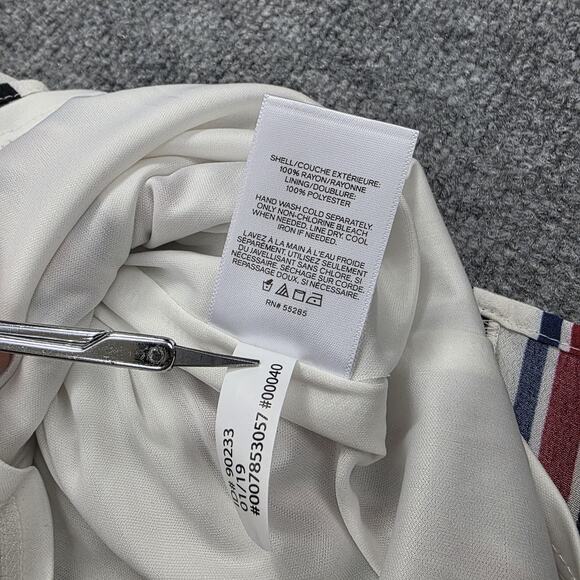 Express Romper Women Large White Stripe Off Shoulder Ruffle Belted Casual Jumper - Picture 15 of 16